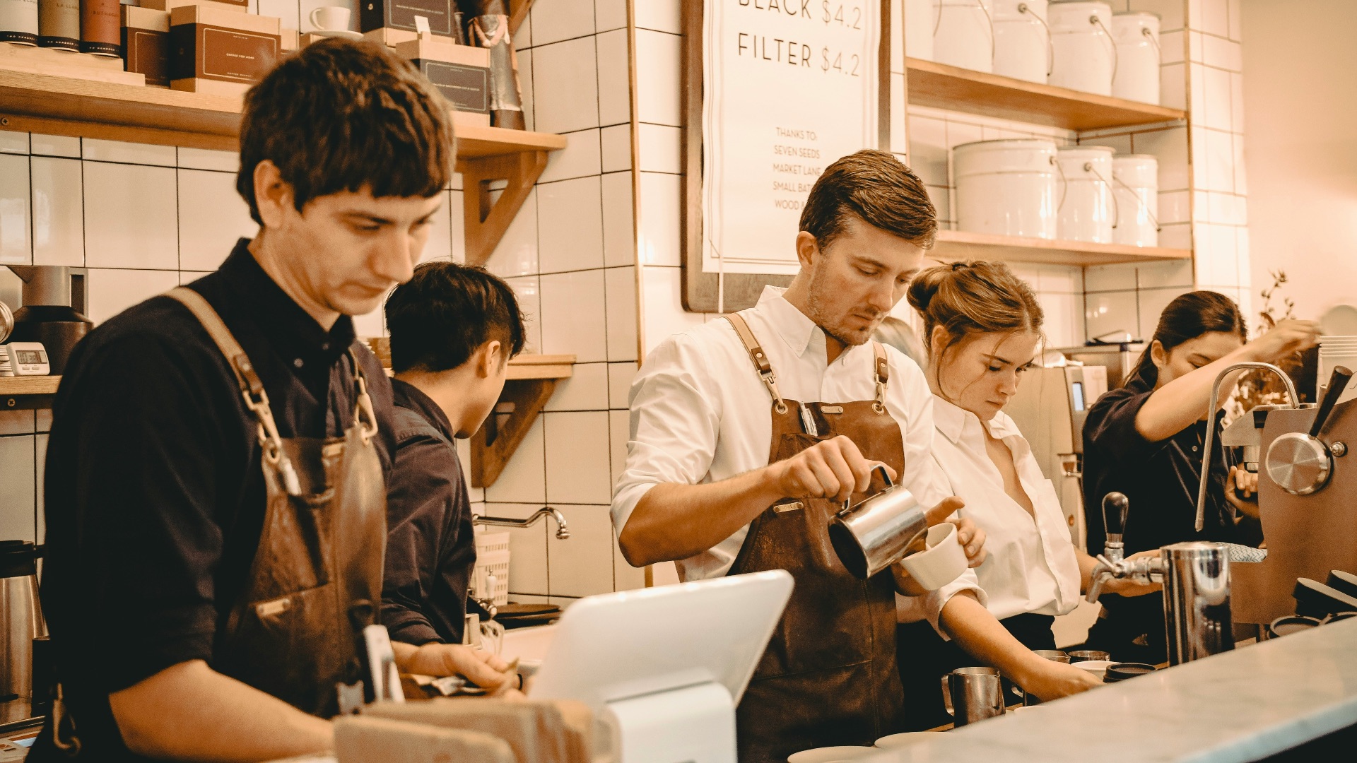 people working near desk