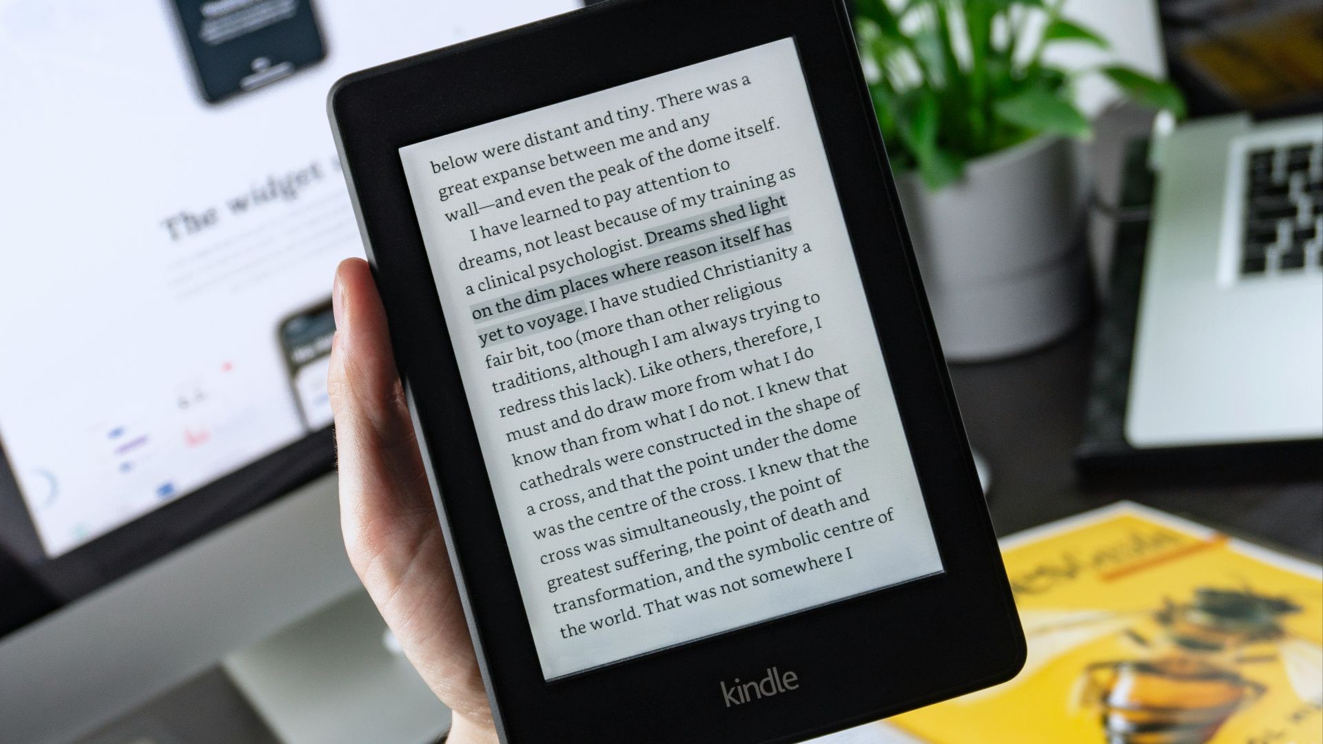 turned-on Kindle tablet