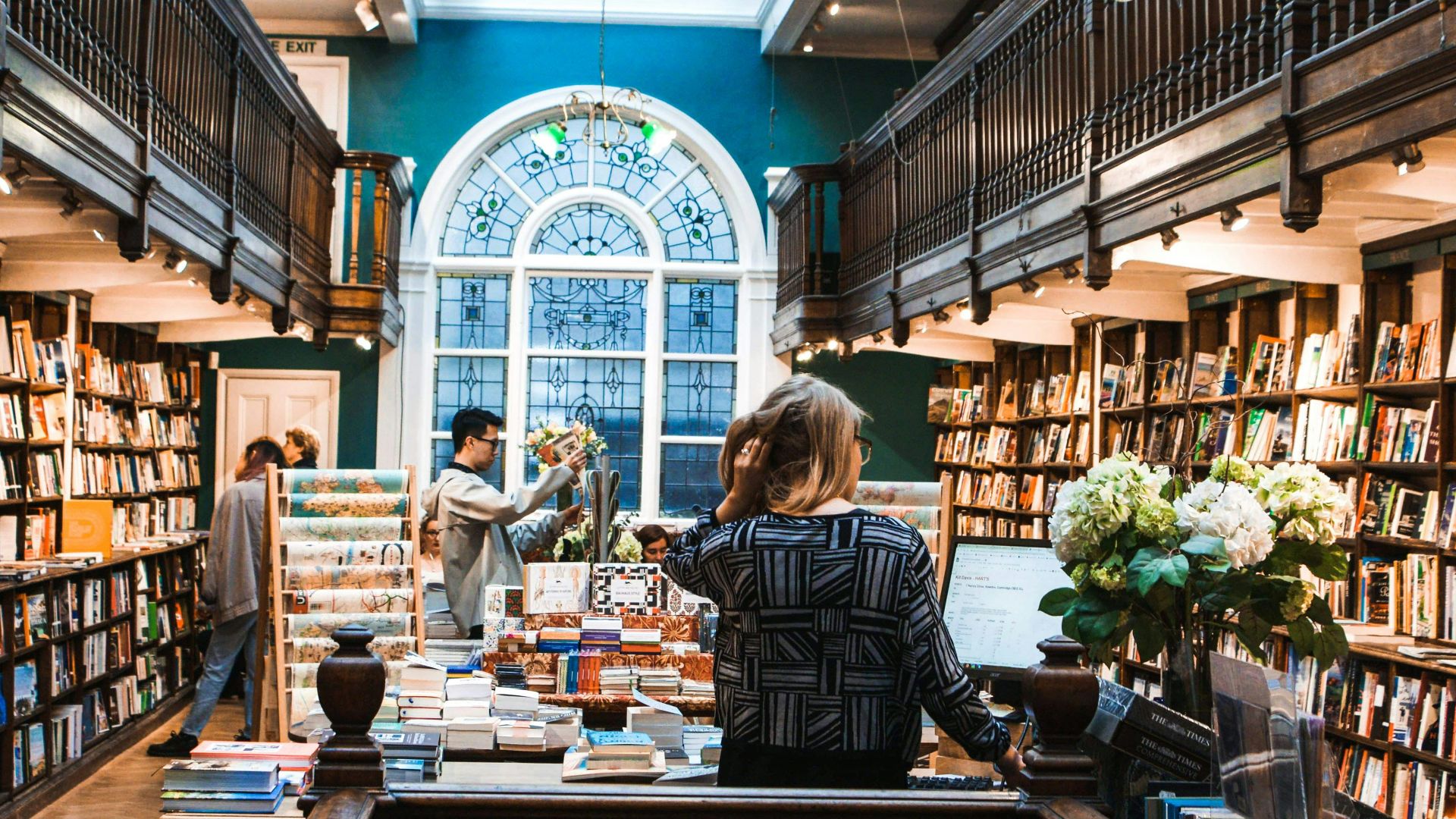 people inside library