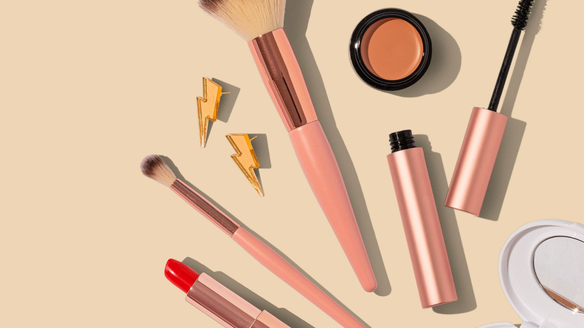 pink and brown makeup brush set