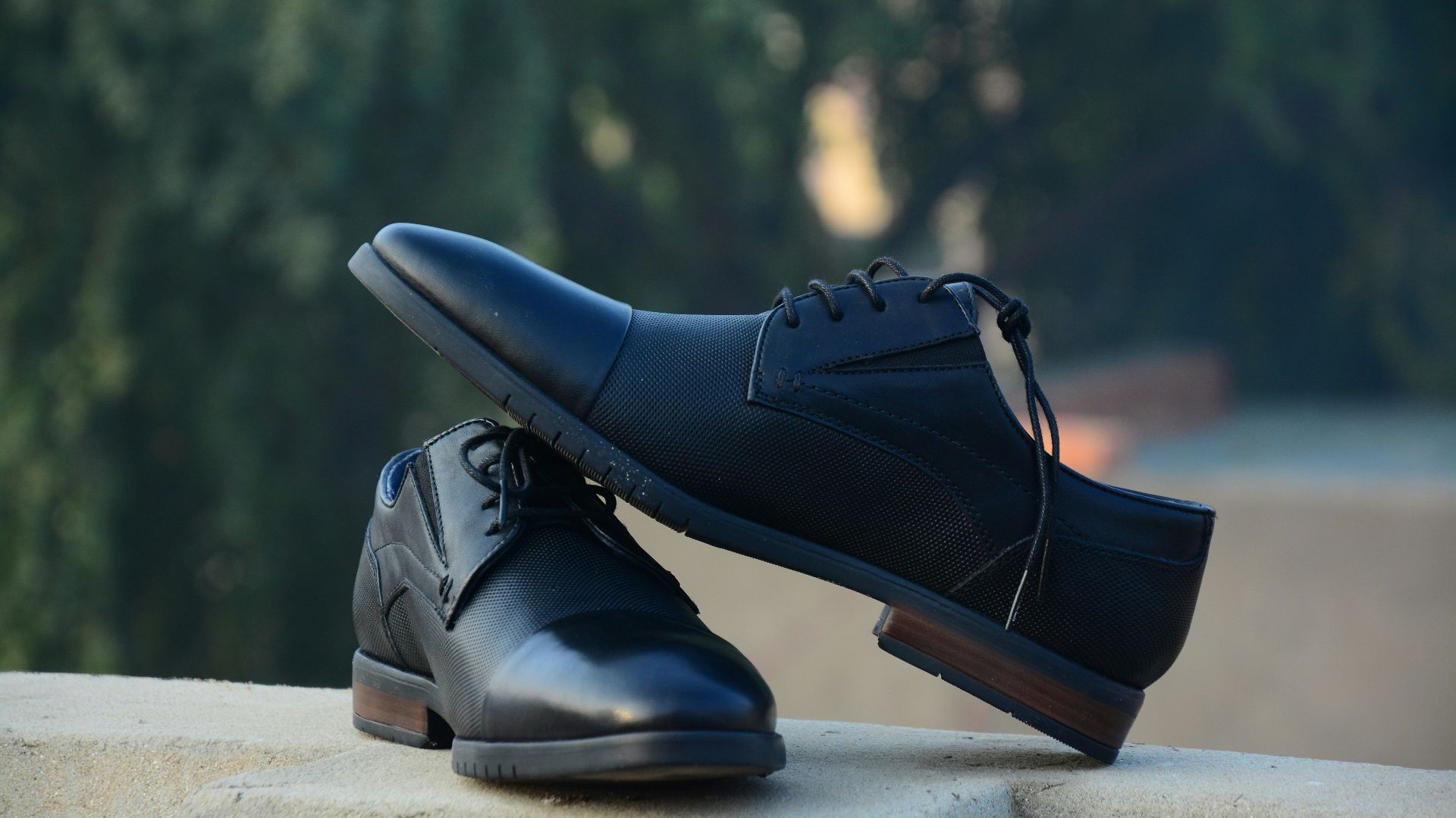 a pair of black shoes