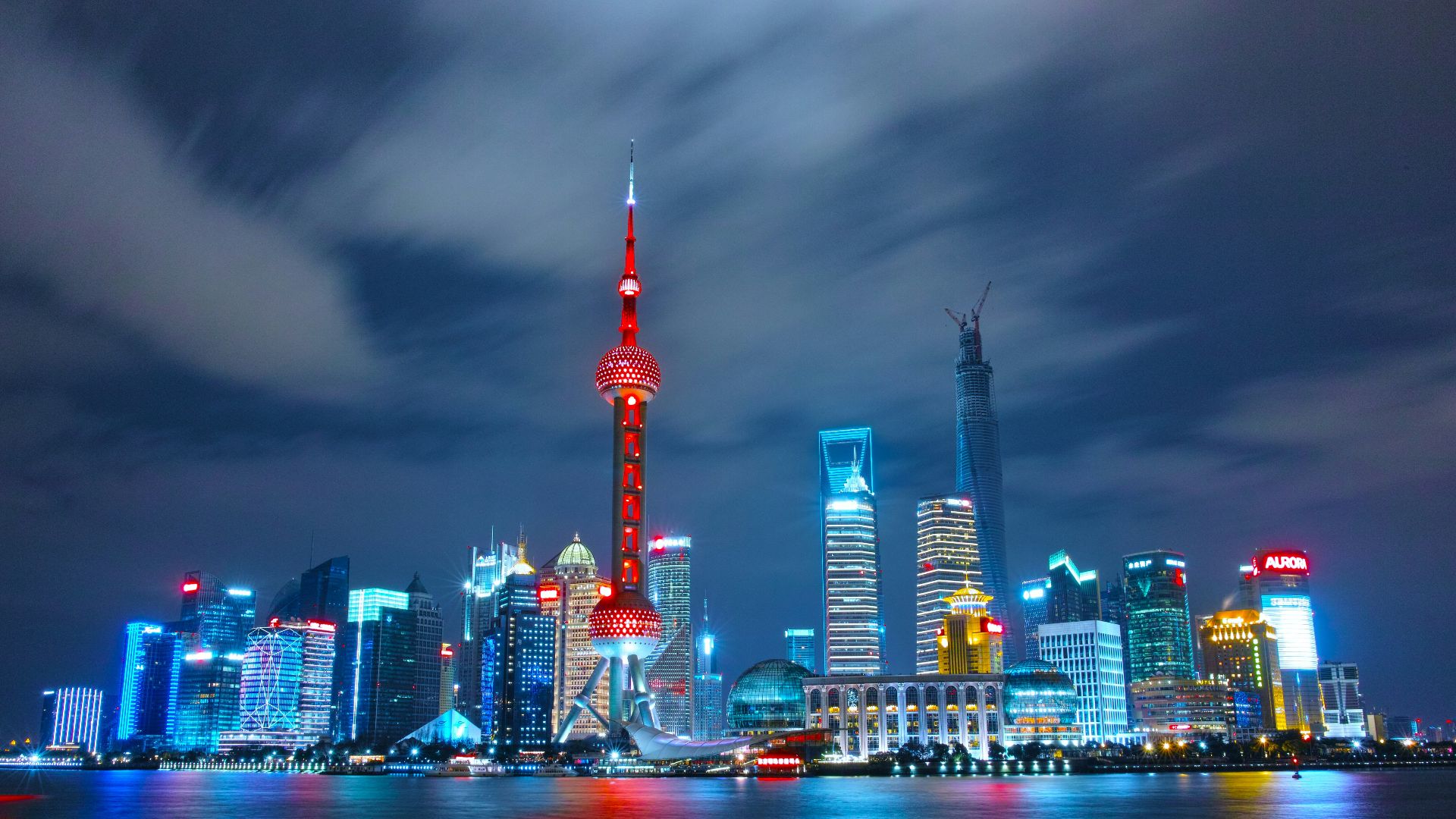 architectural photograph of lighted city sky