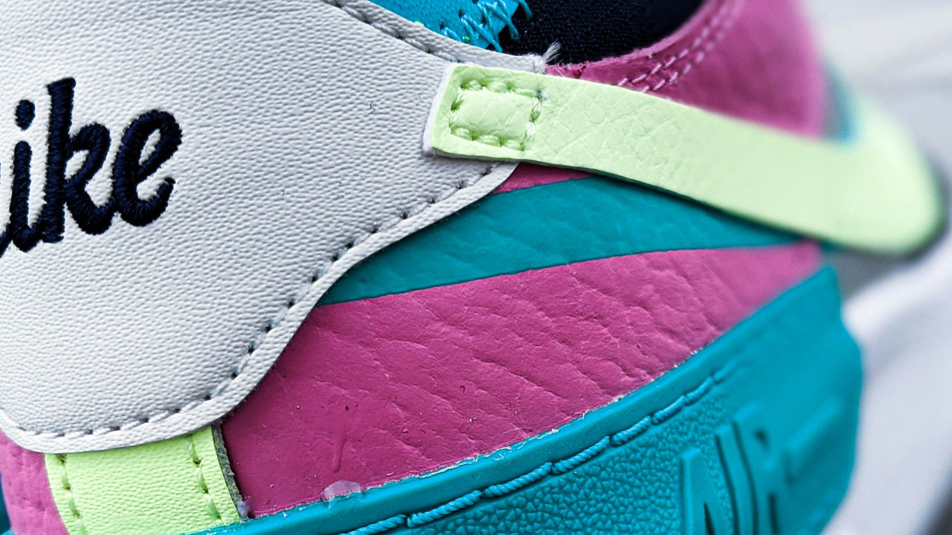 blue and pink nike shoe