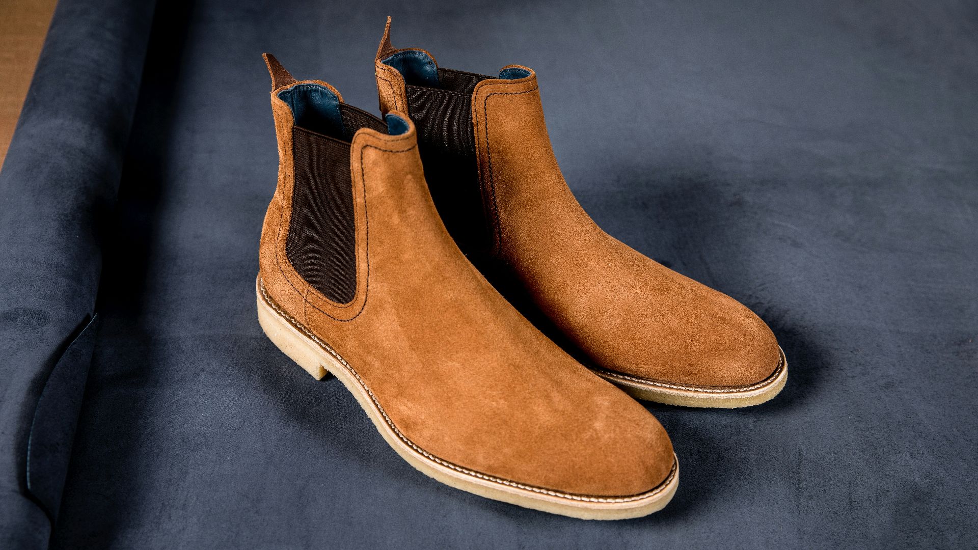brown and white suede boots