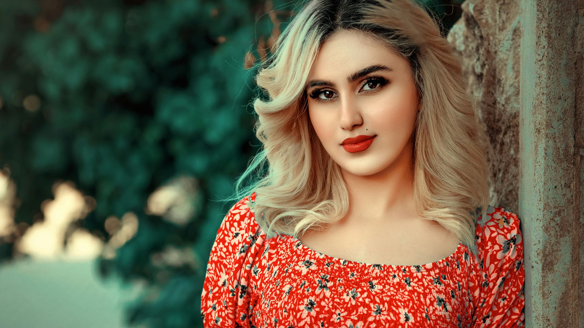 a person in a red dress