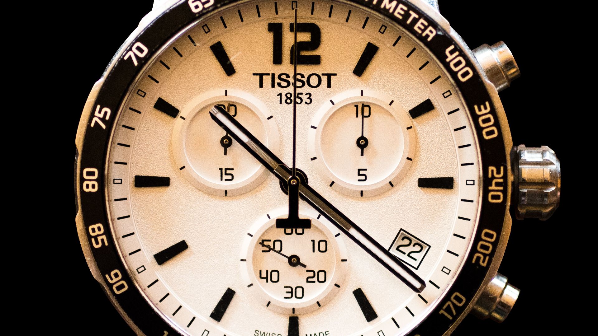 File:Tissot chronograph watch on black background.jpg