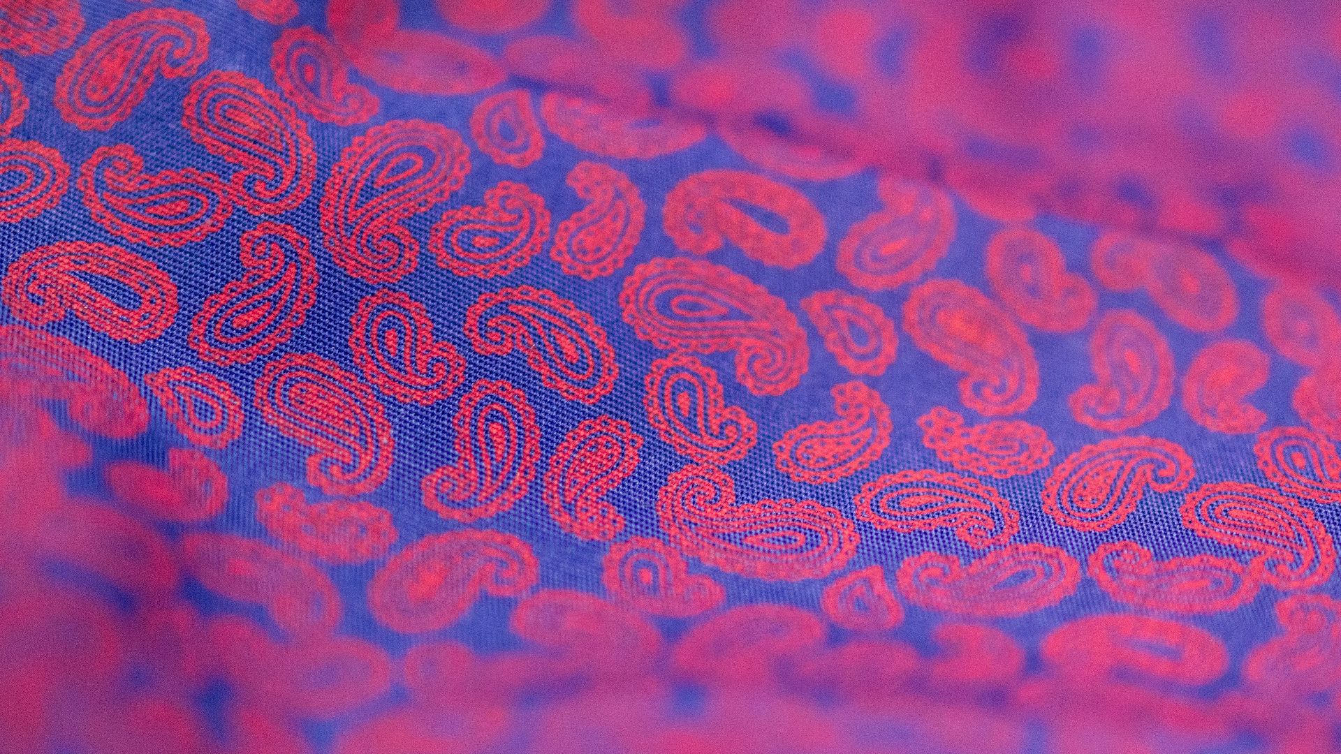 a close up of a pink and blue tie