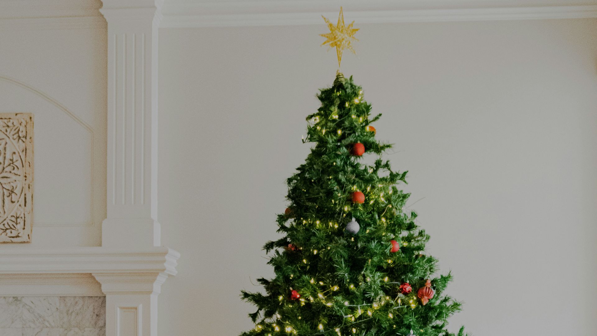 green christmas tree with baubles