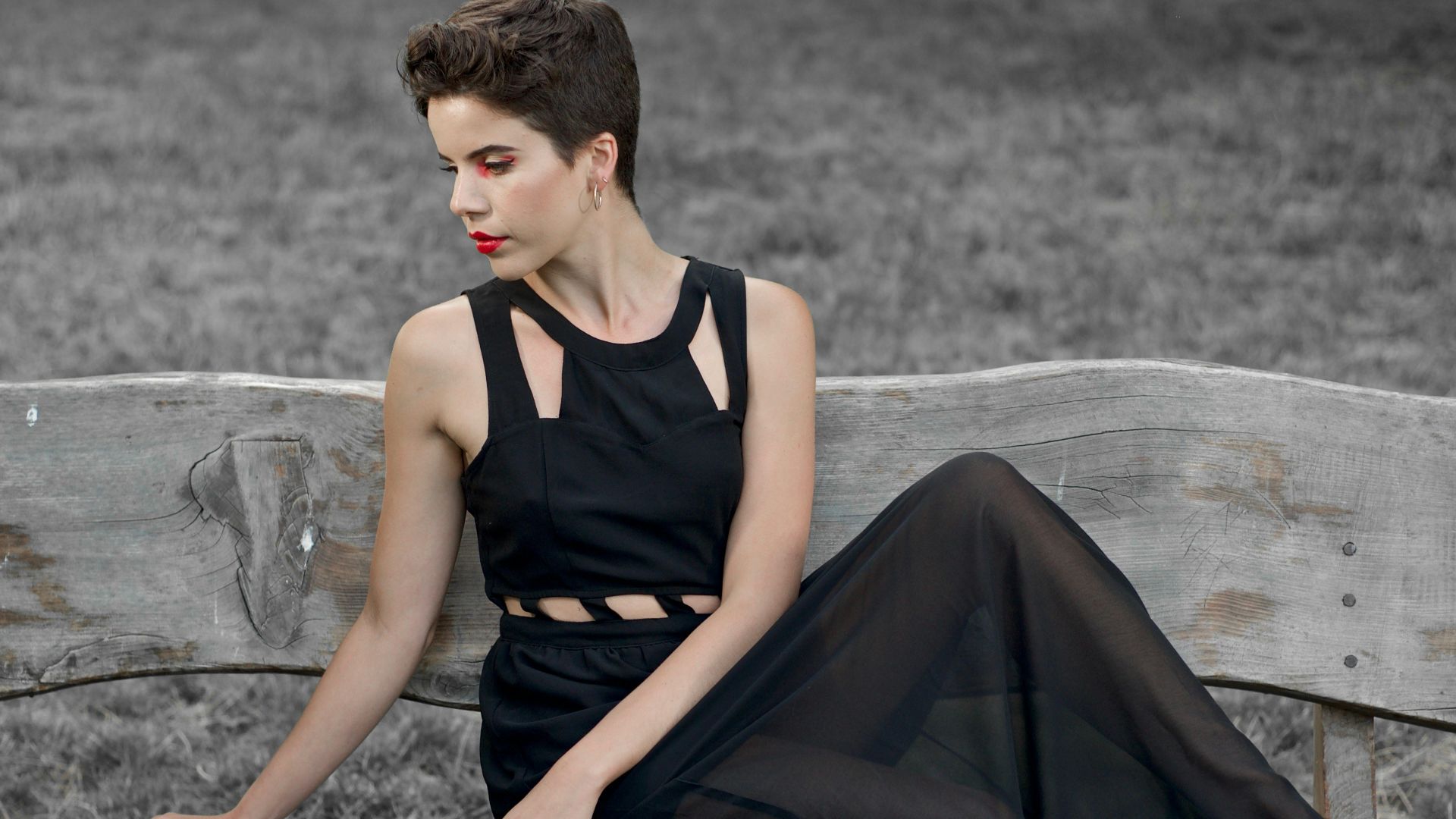 woman sitting on bench