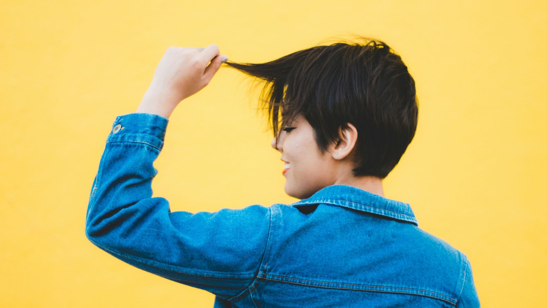 women wearing blue denim jacket