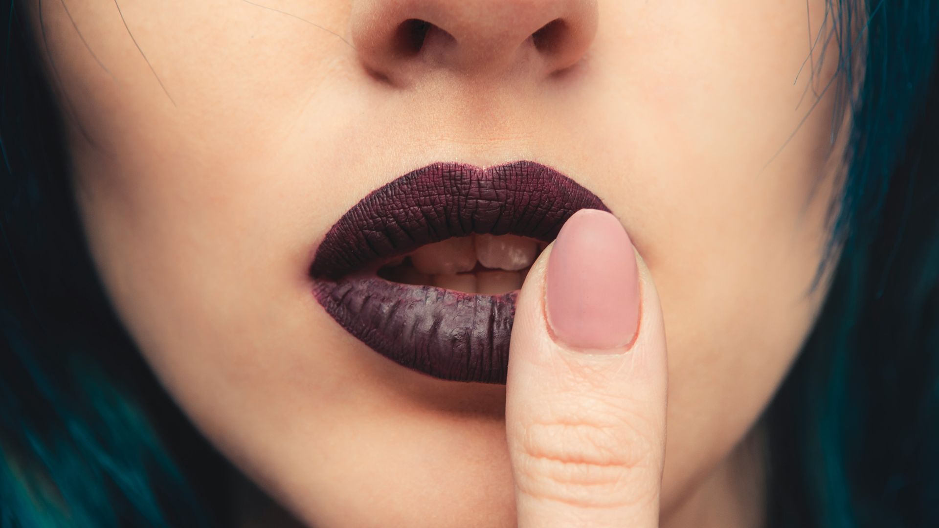 woman wearing black lipstick