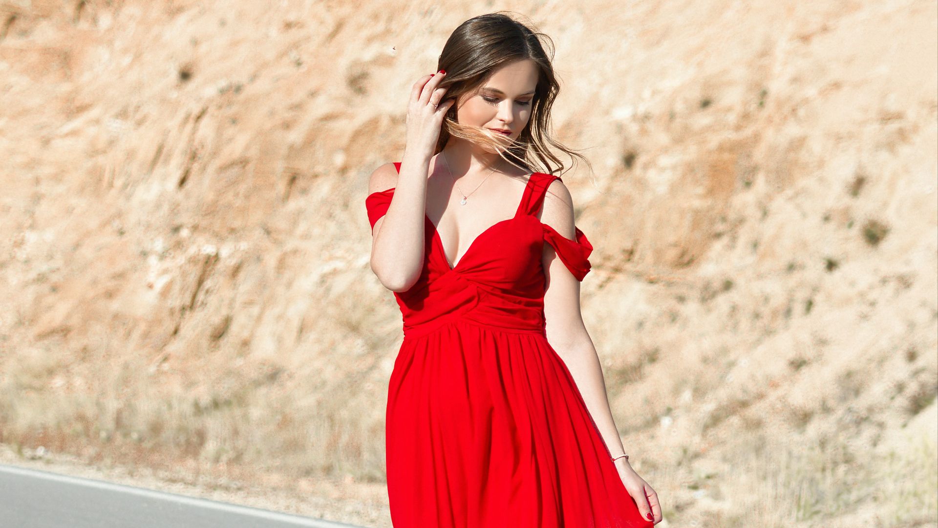 woman walking on street