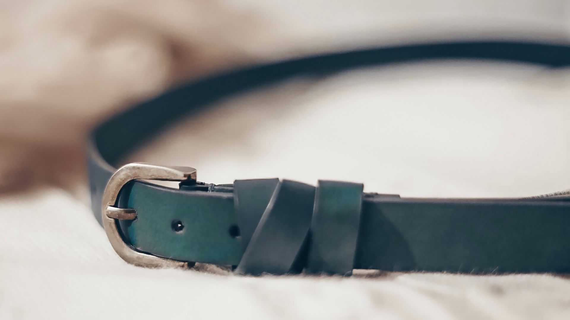 blue leather belt