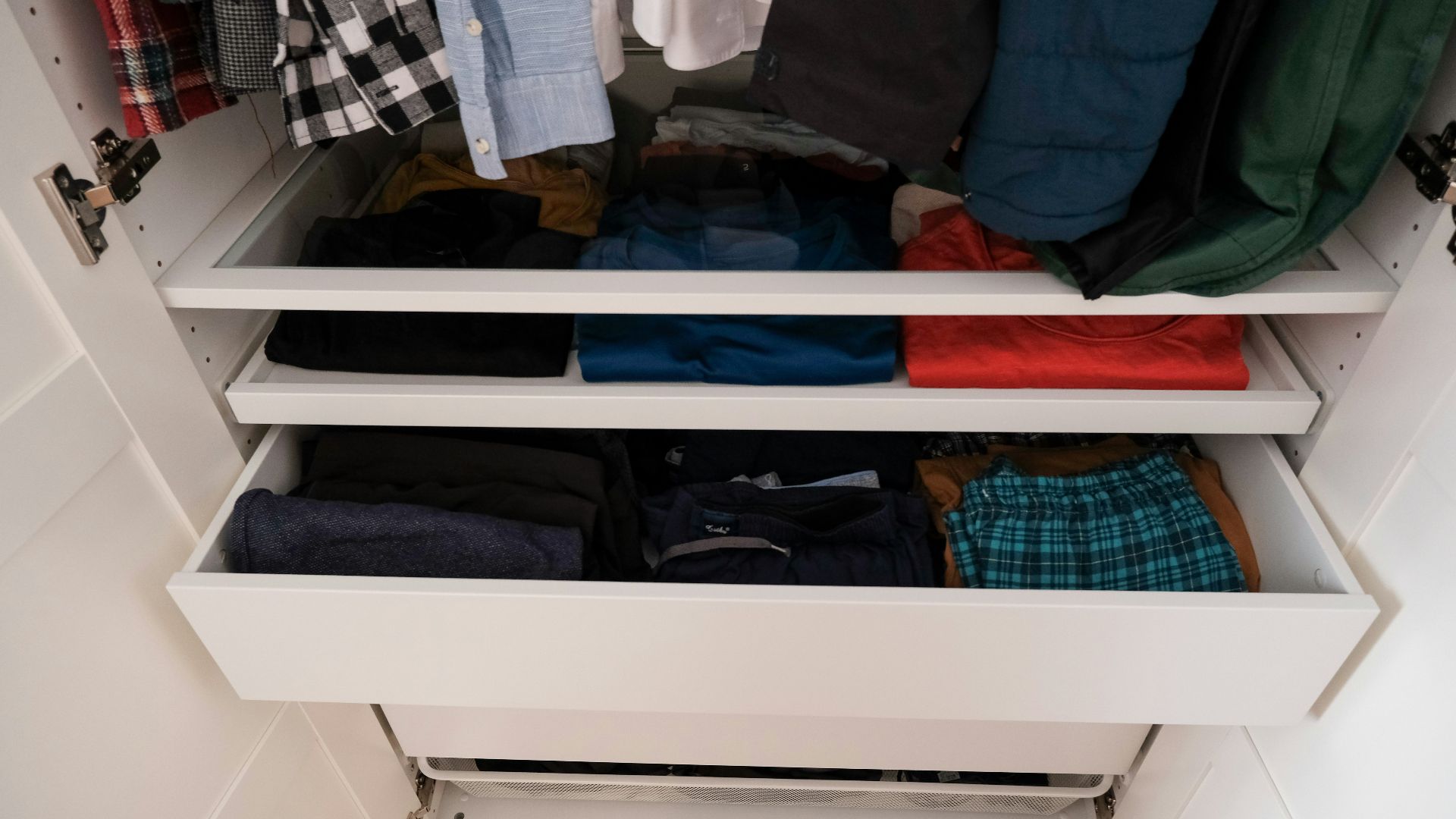 a closet full of clothes