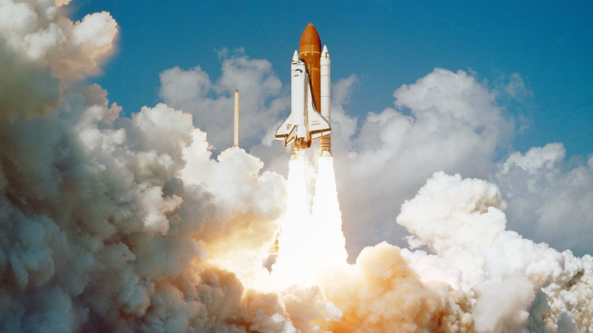 Space Shuttle Challenger launches from Kennedy Space Center