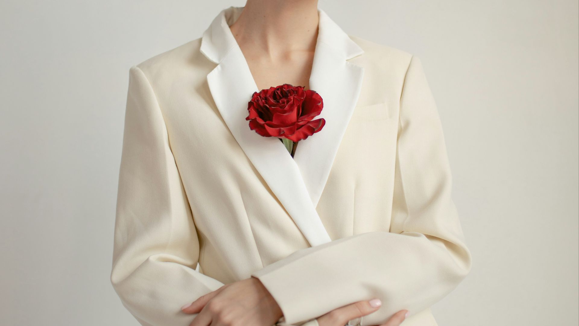 woman wearing white blazer