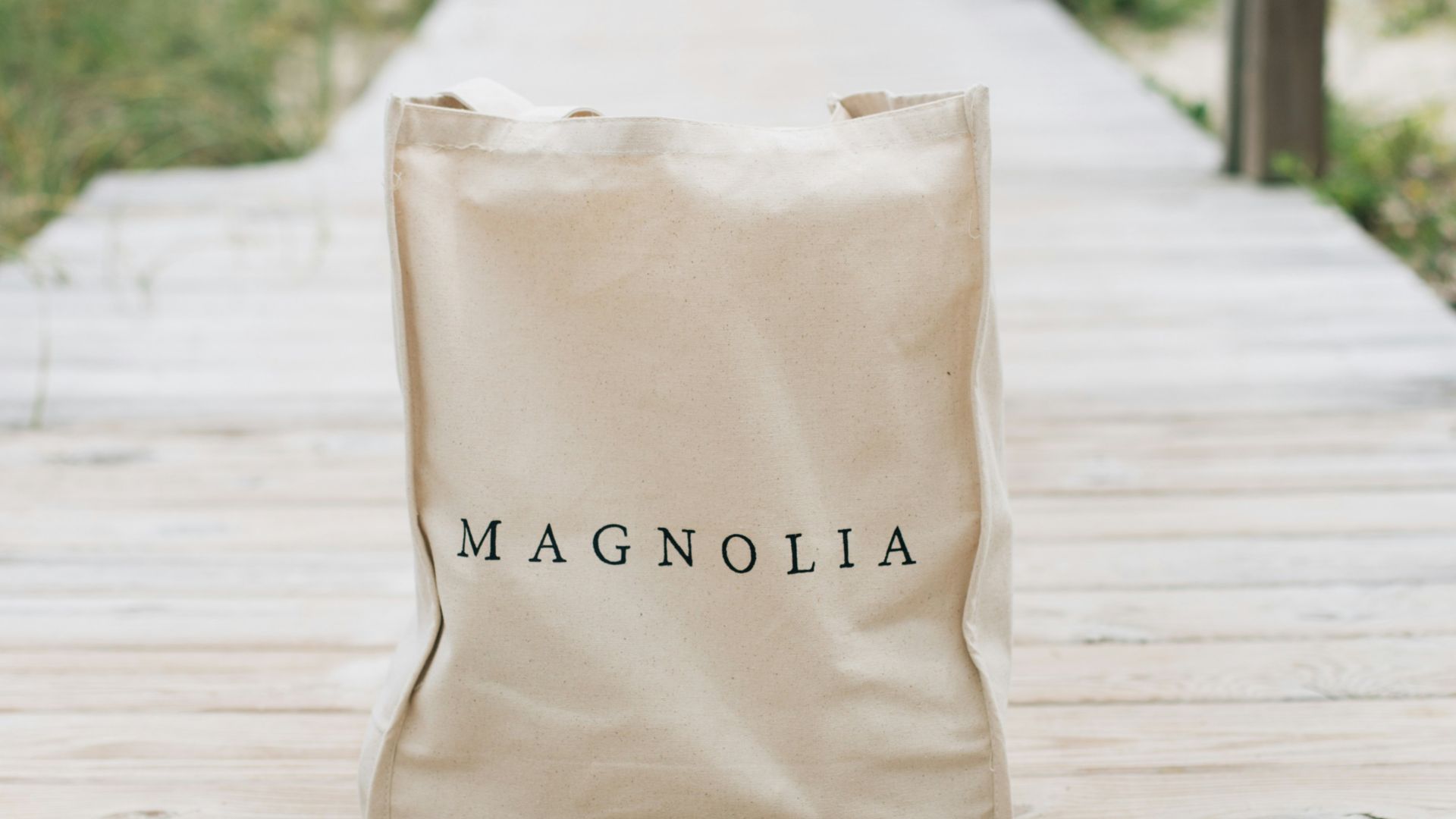 bag sitting on a dock