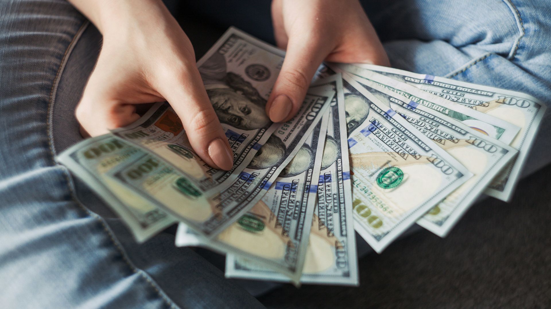 fan of 100 U.S. dollar banknotes