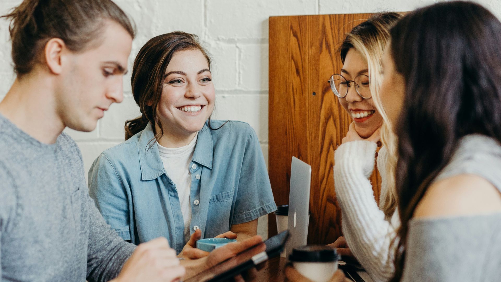 A group of friends at a coffee shop