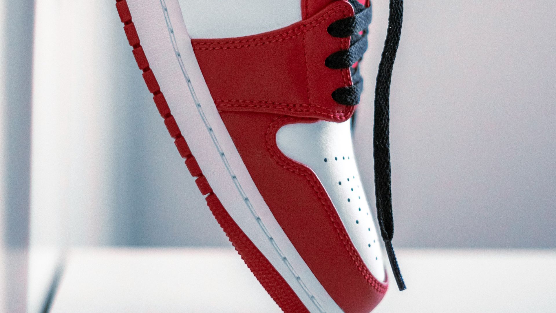 a red and white shoe