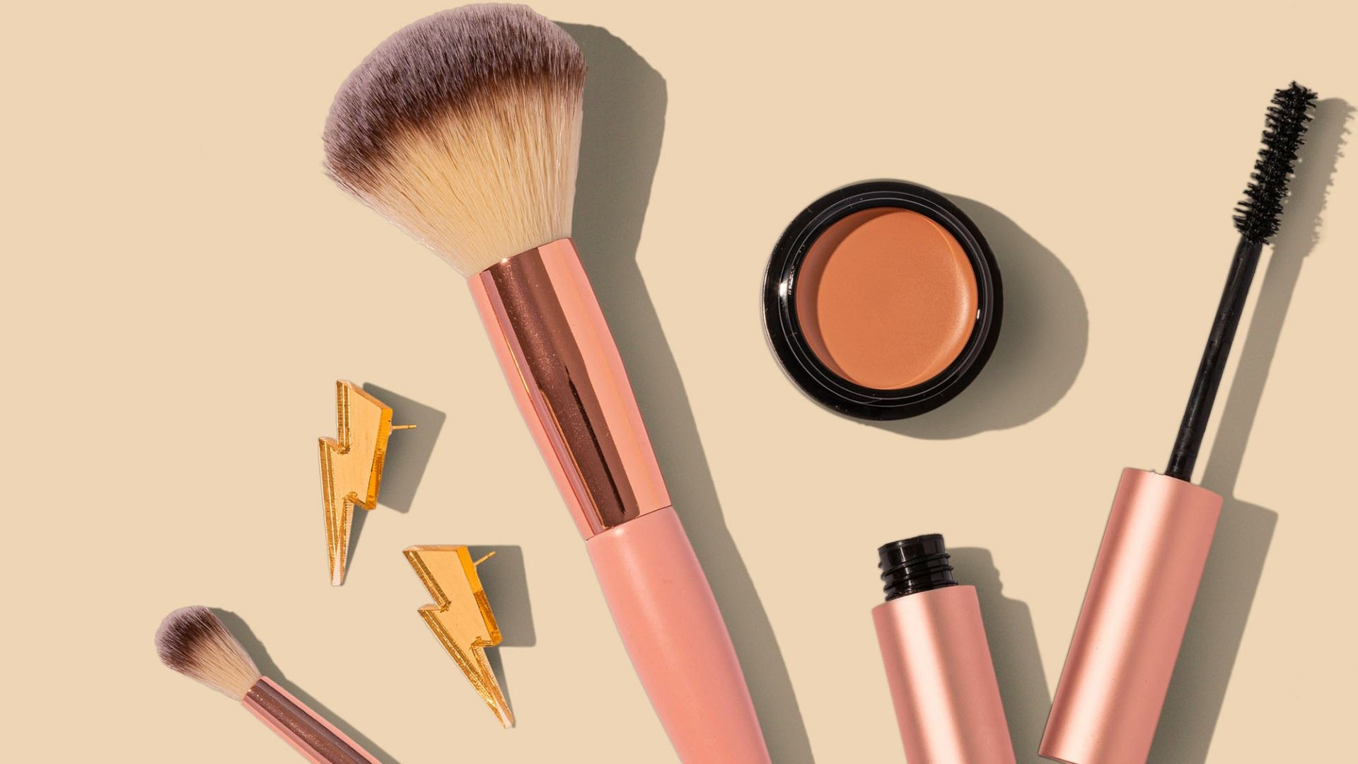 pink and brown makeup brush set