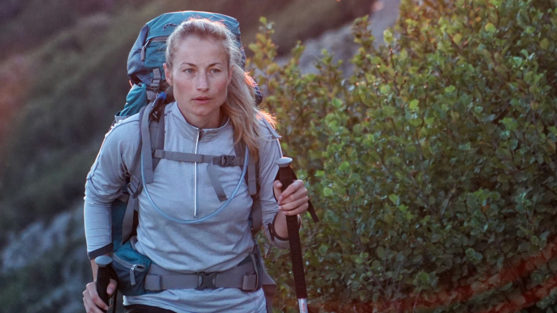 woman hiking on mountain