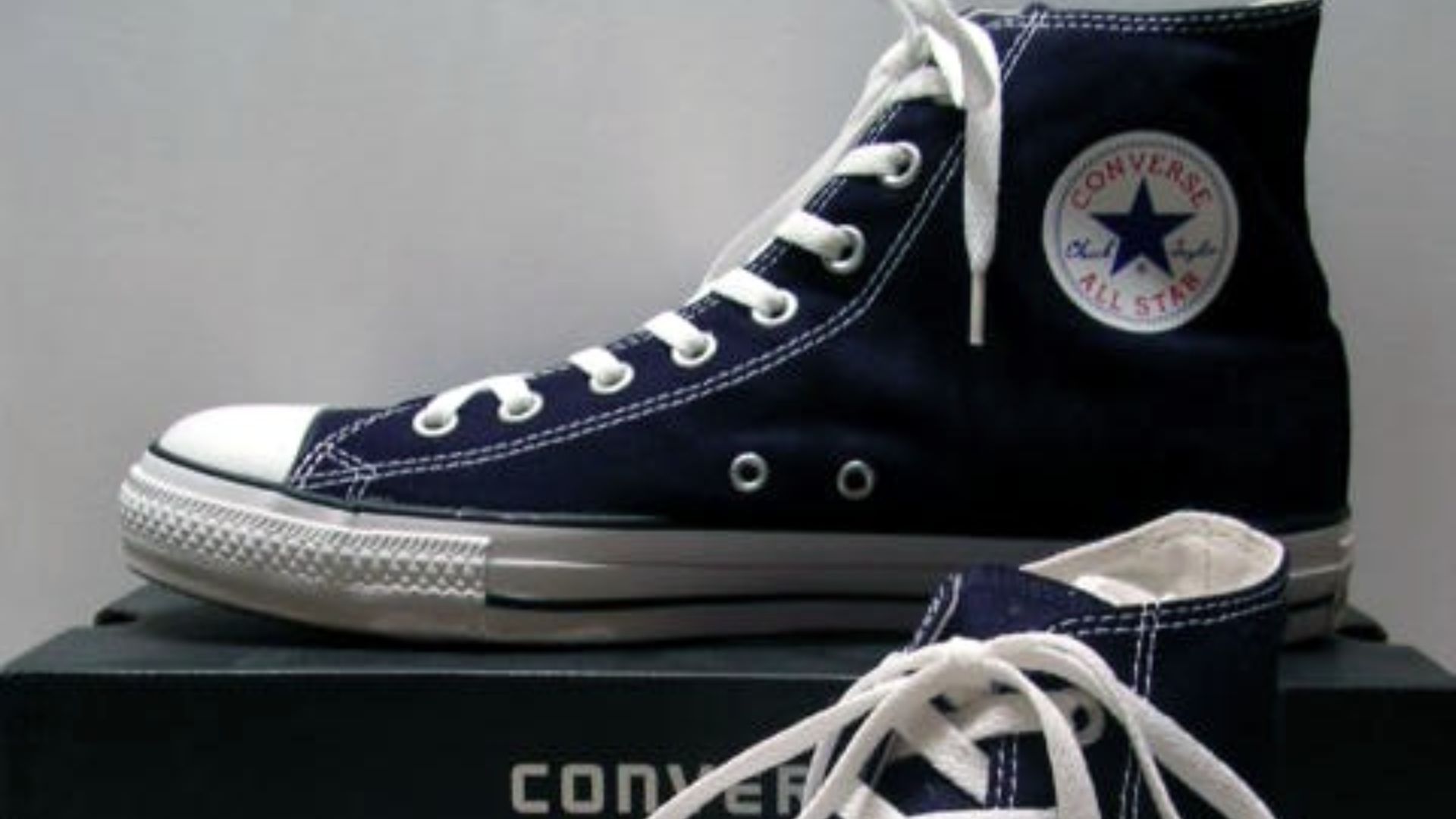 File:A classic Black pair of Converse All Stars resting on the Black & White Ed. Shoebox (1998-2002).JPG