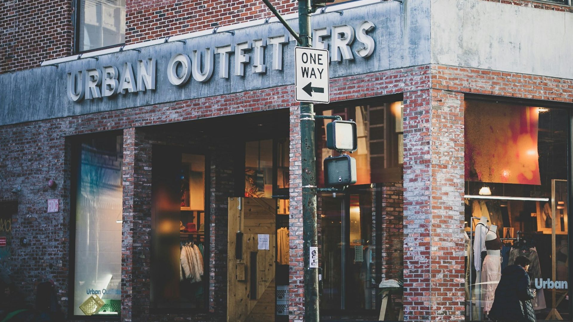 a building with a sign in front