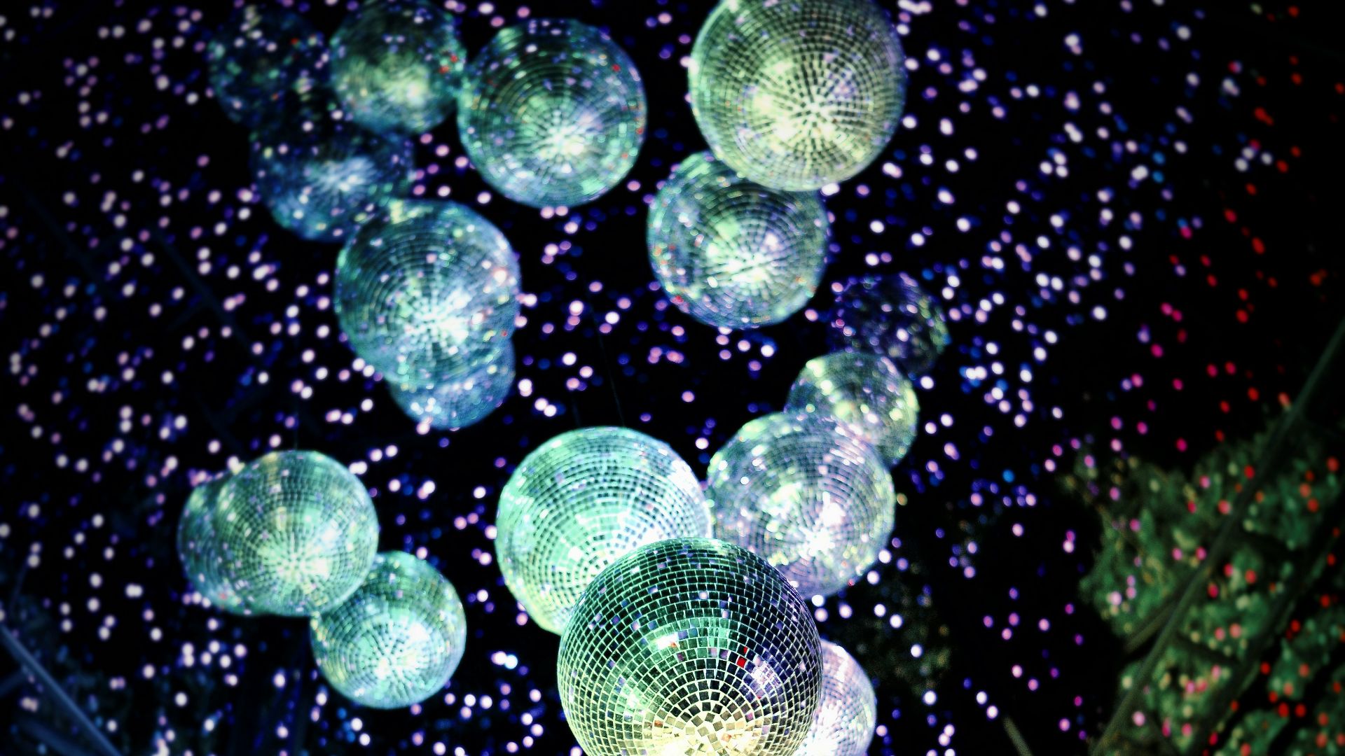 lighted hanging disco mirror balls