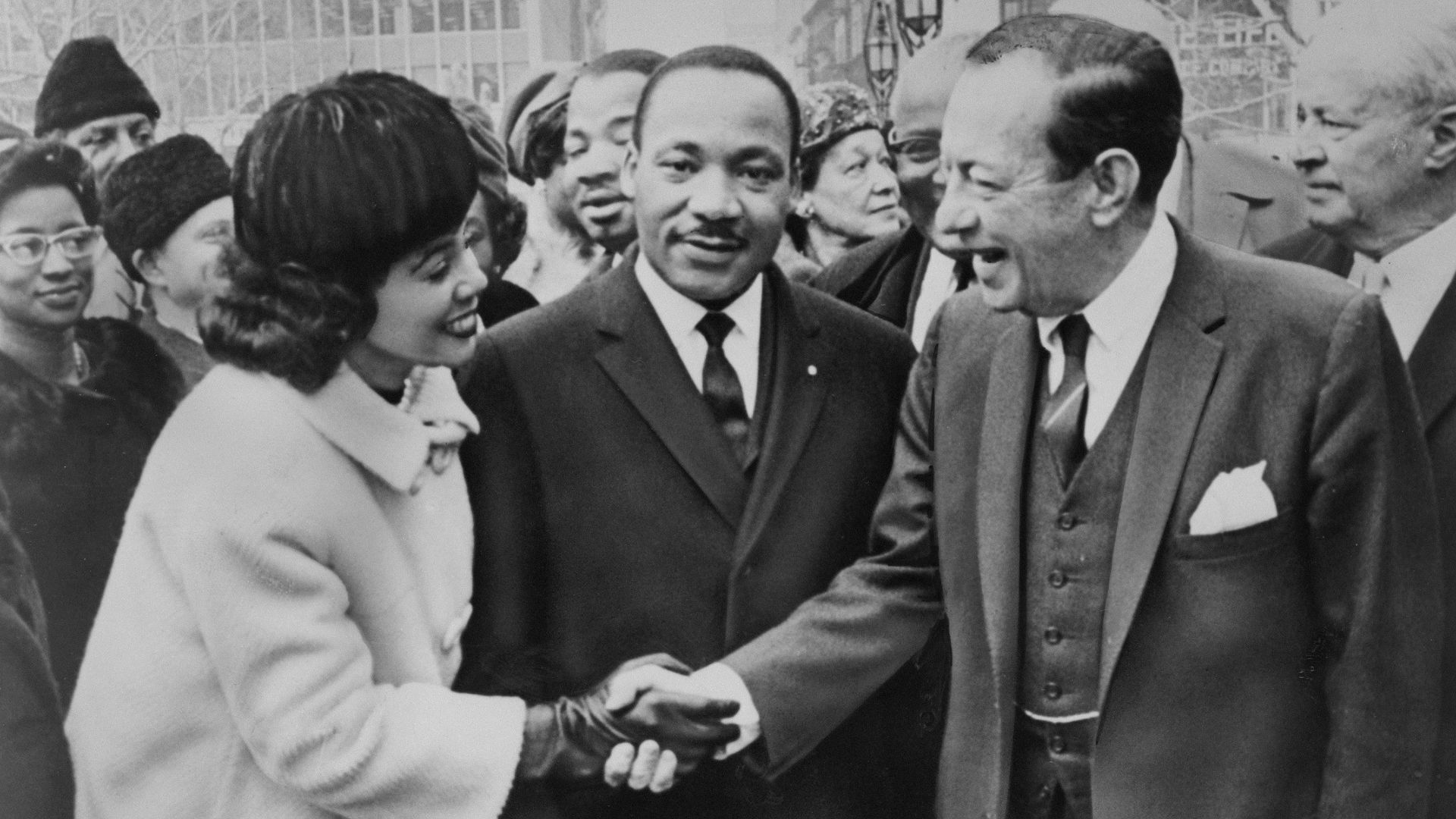 Mayor Wagner greets Dr. & Mrs. Martin Luther King, Jr. at City Hall.