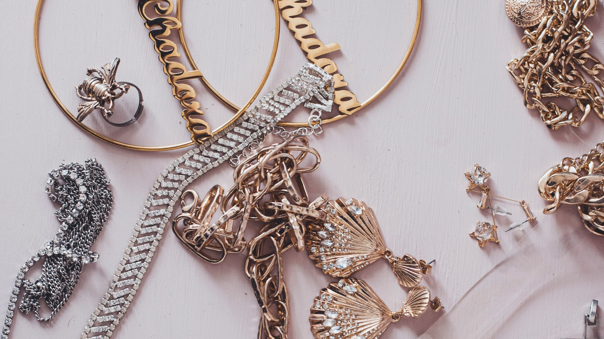 gold and silver beaded necklace