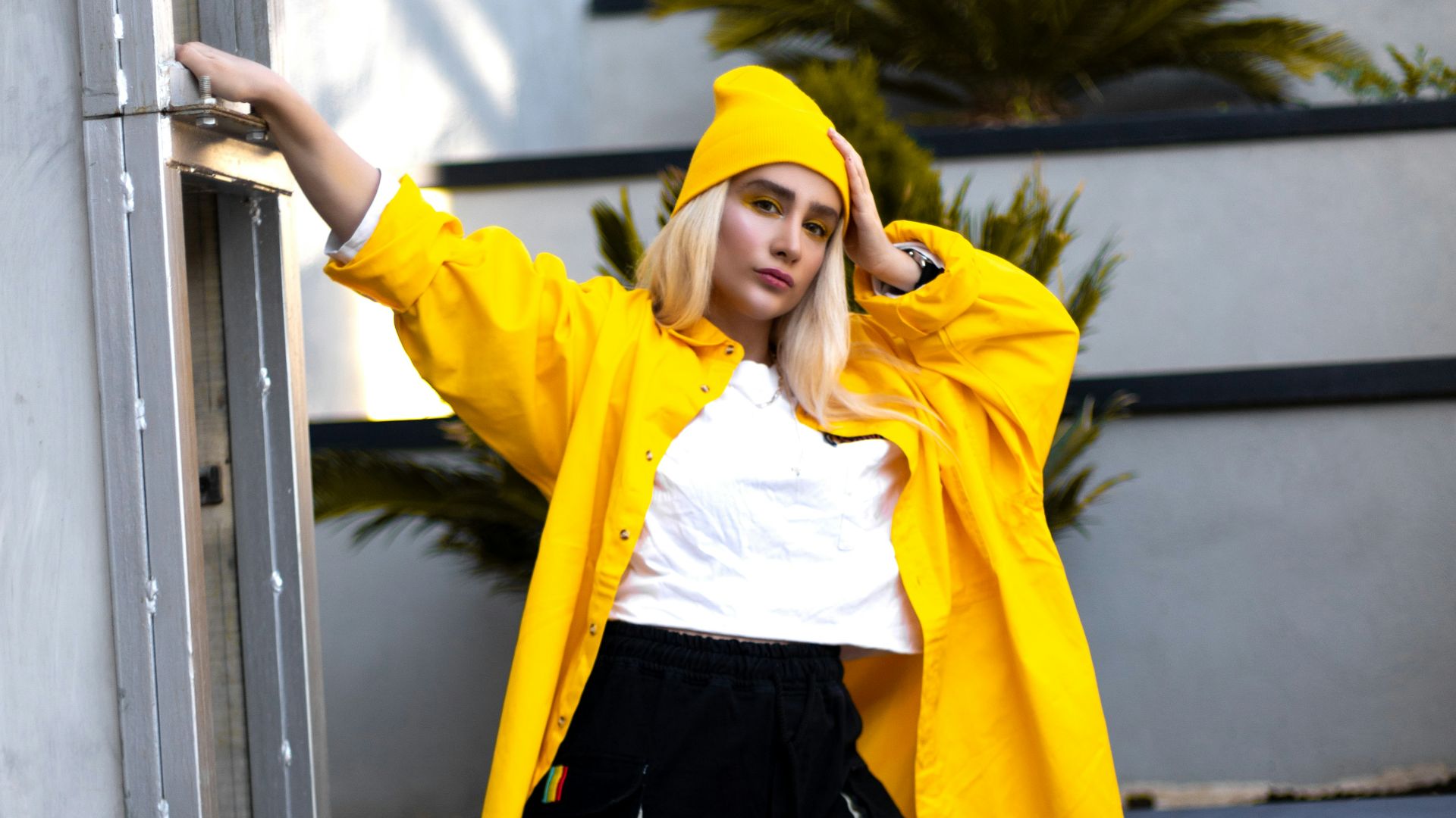 woman's yellow jacket