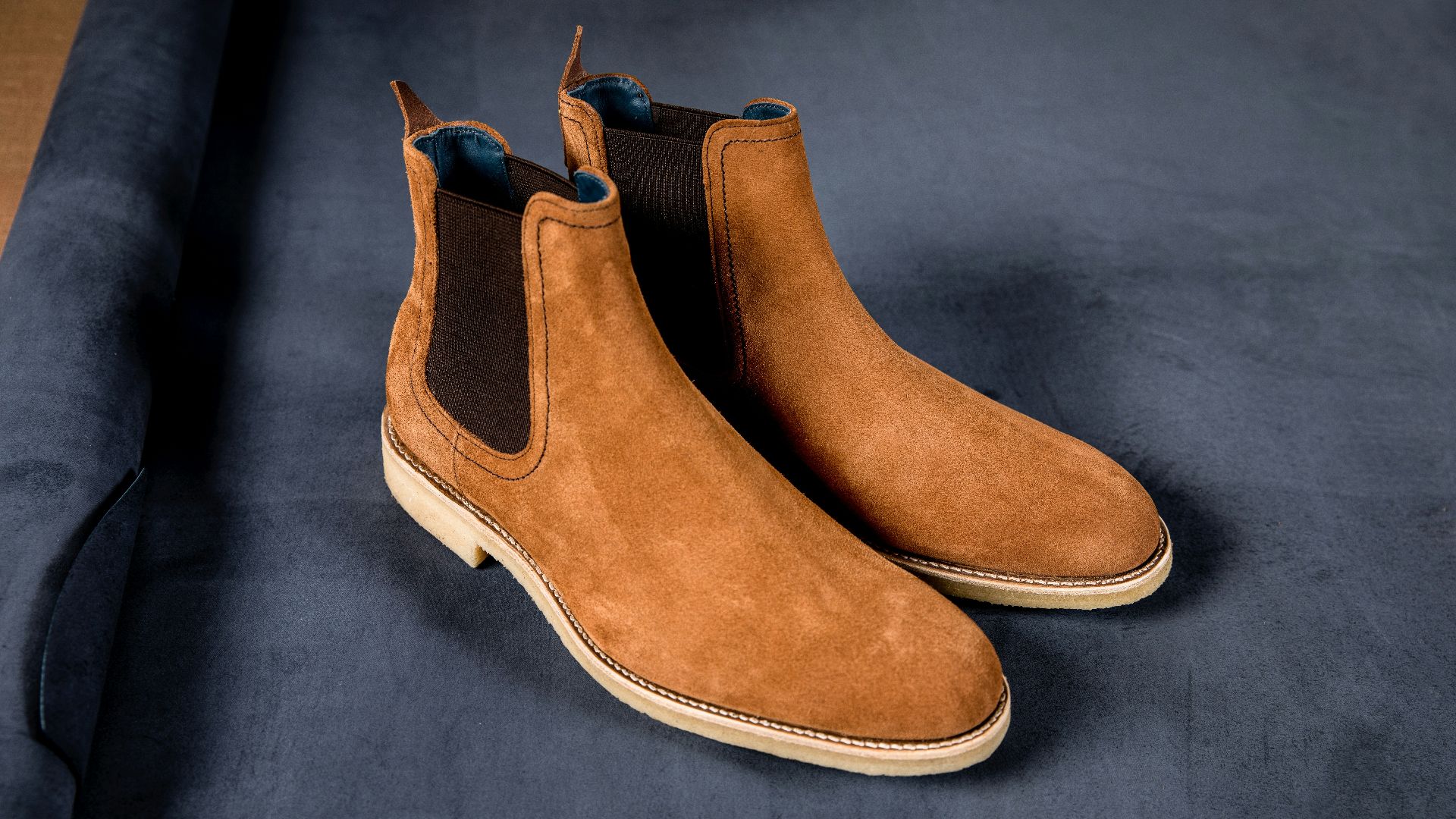 brown and white suede boots