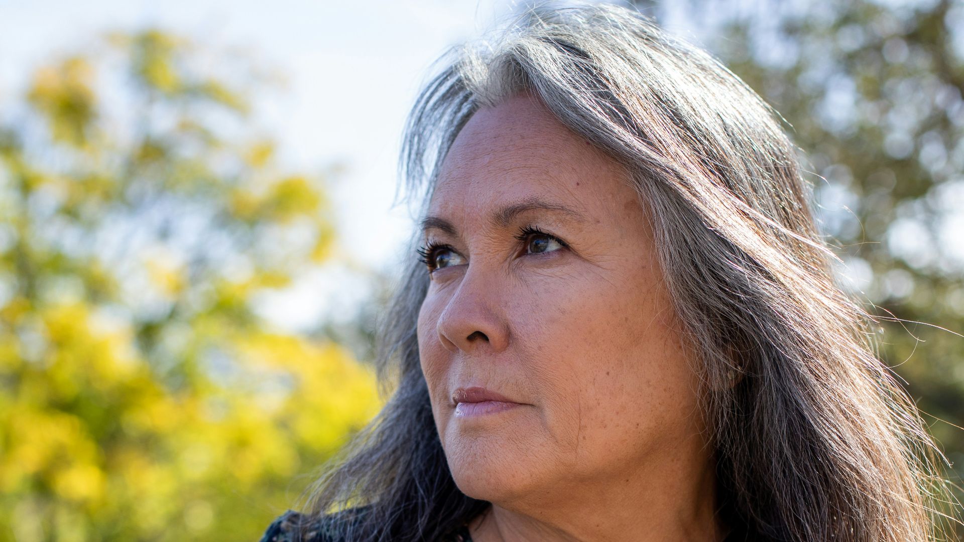 a woman with long hair