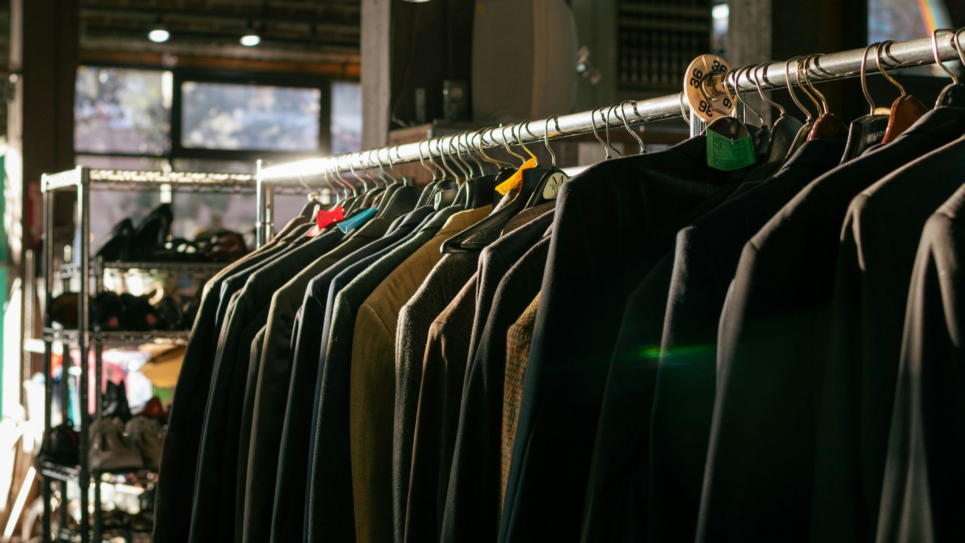 a rack of shirts in a clothing store