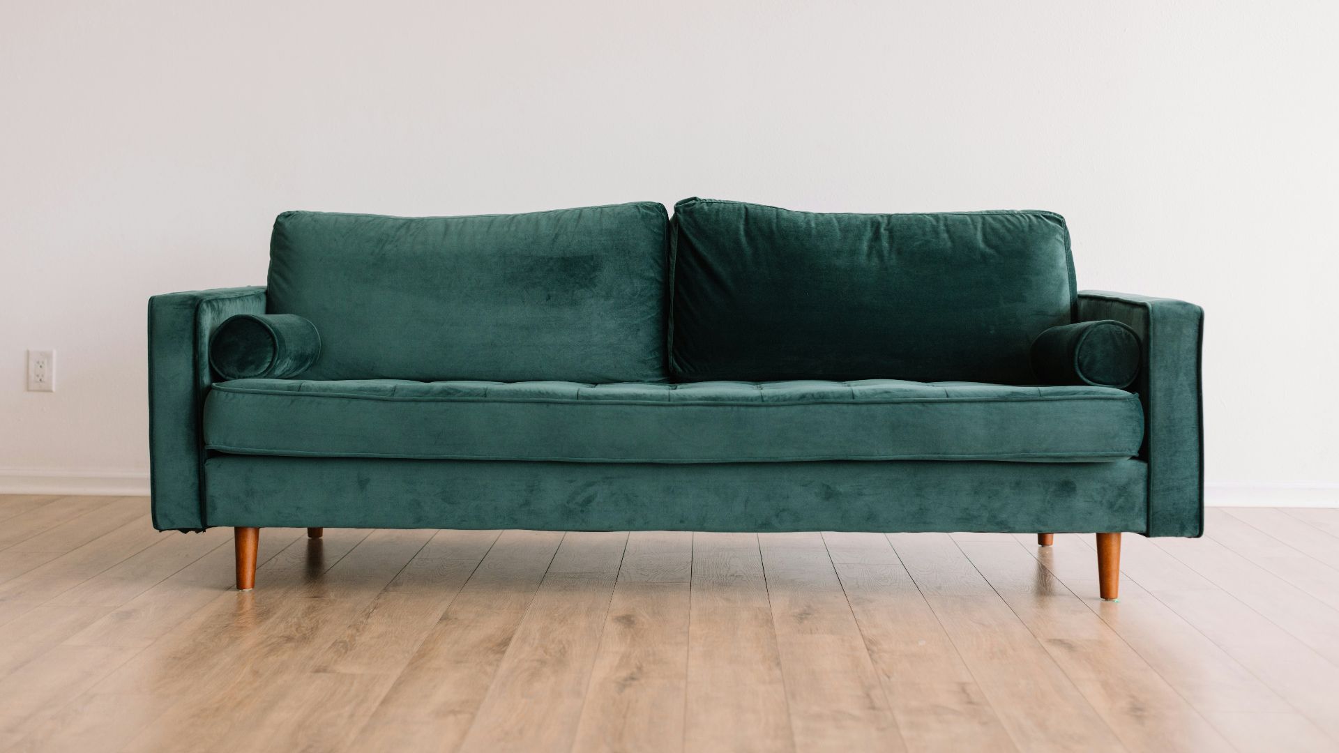 green fabric sofa