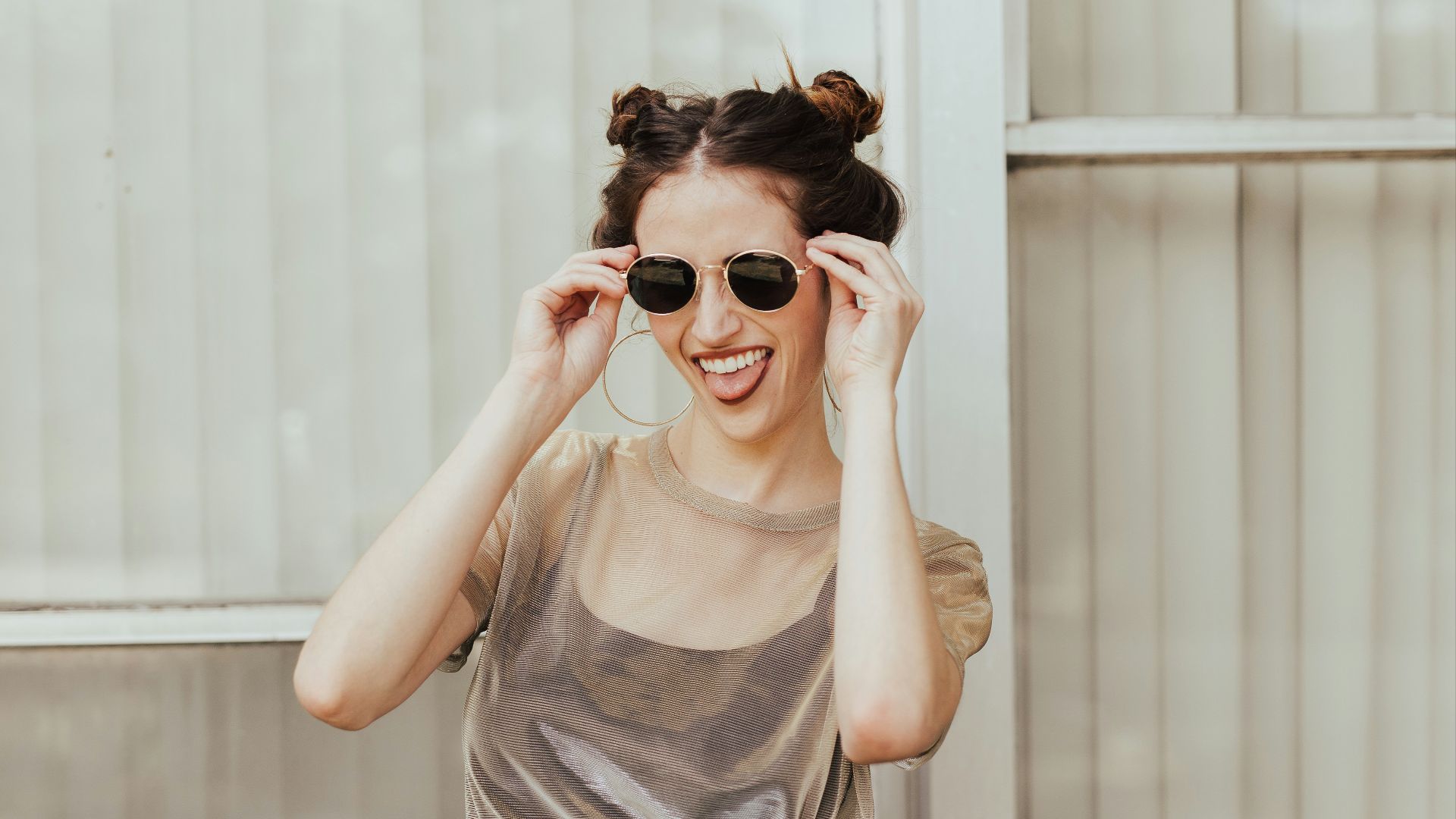 woman sticking her tongue out