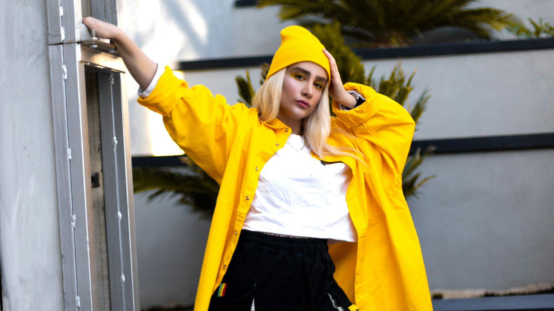 woman's yellow jacket