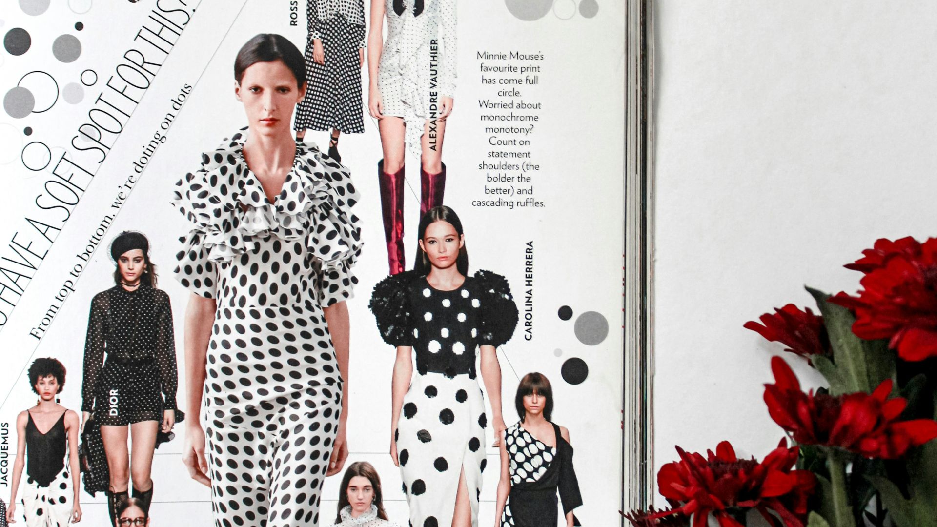 woman in black and white polka dot dress