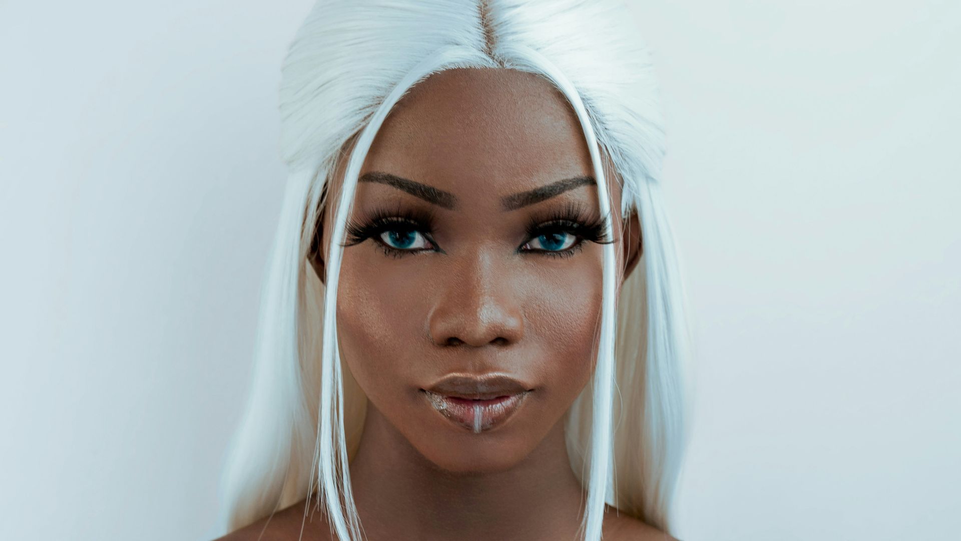 woman in white fur coat