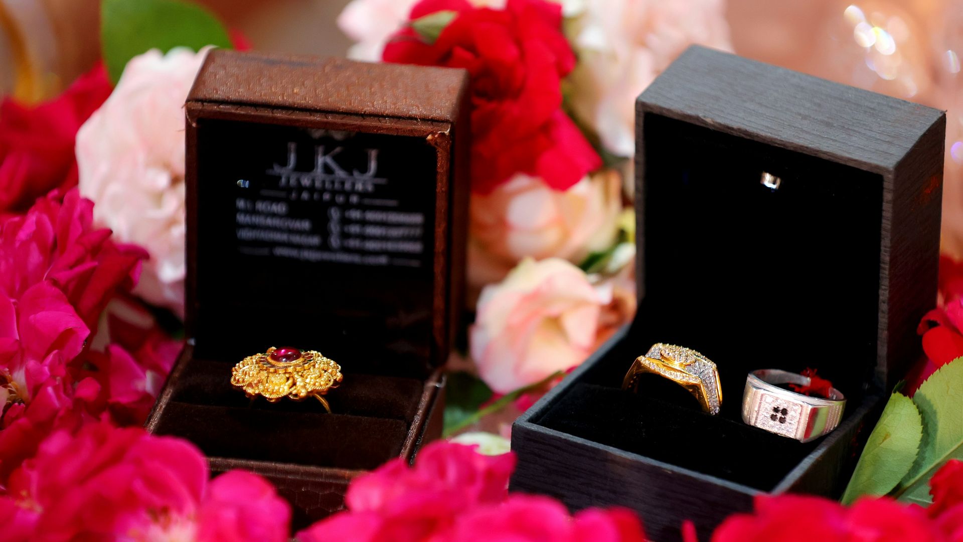 a couple of rings that are in a box