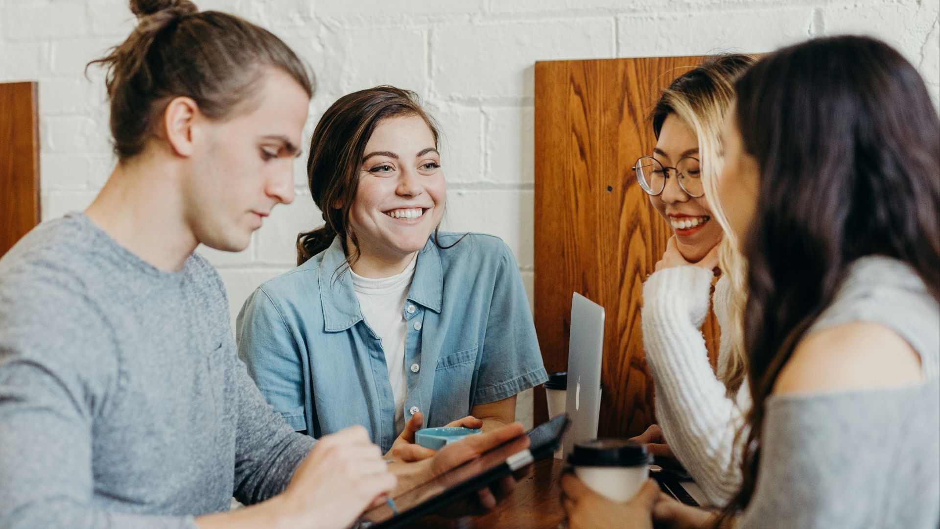 A group of friends at a coffee shop