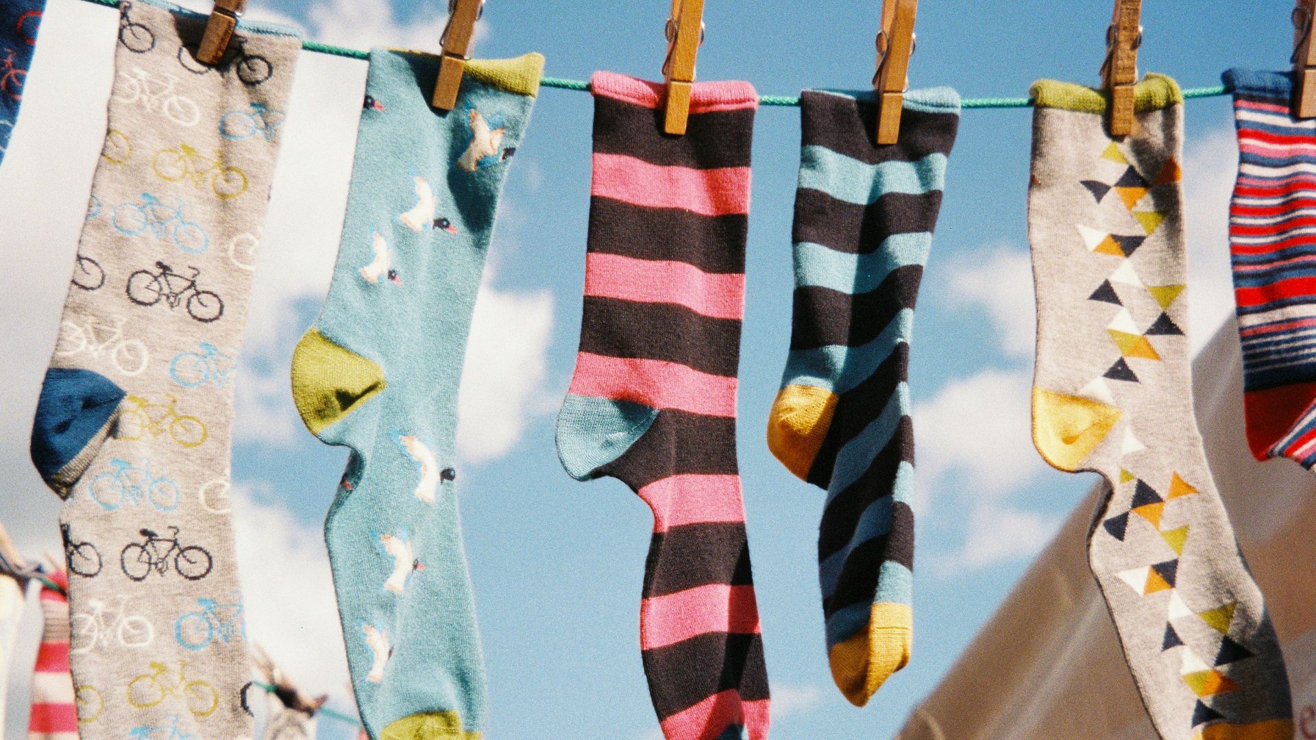 blue white and yellow socks