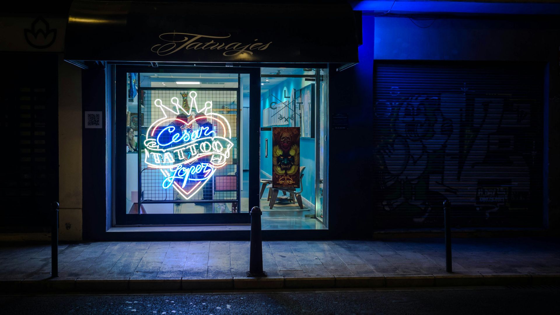landscape photography of neon tattoo sign during nighttime