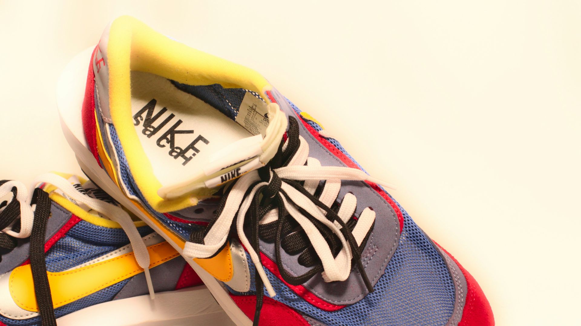 A pair of nike sneakers with the word nike painted on them