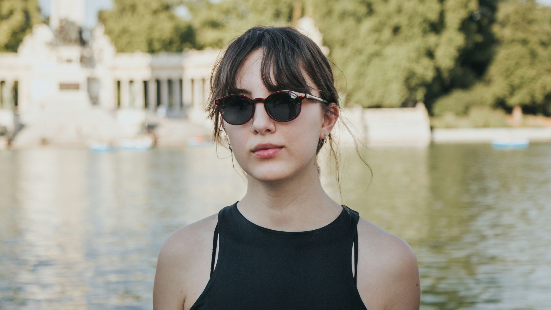 a woman wearing sunglasses