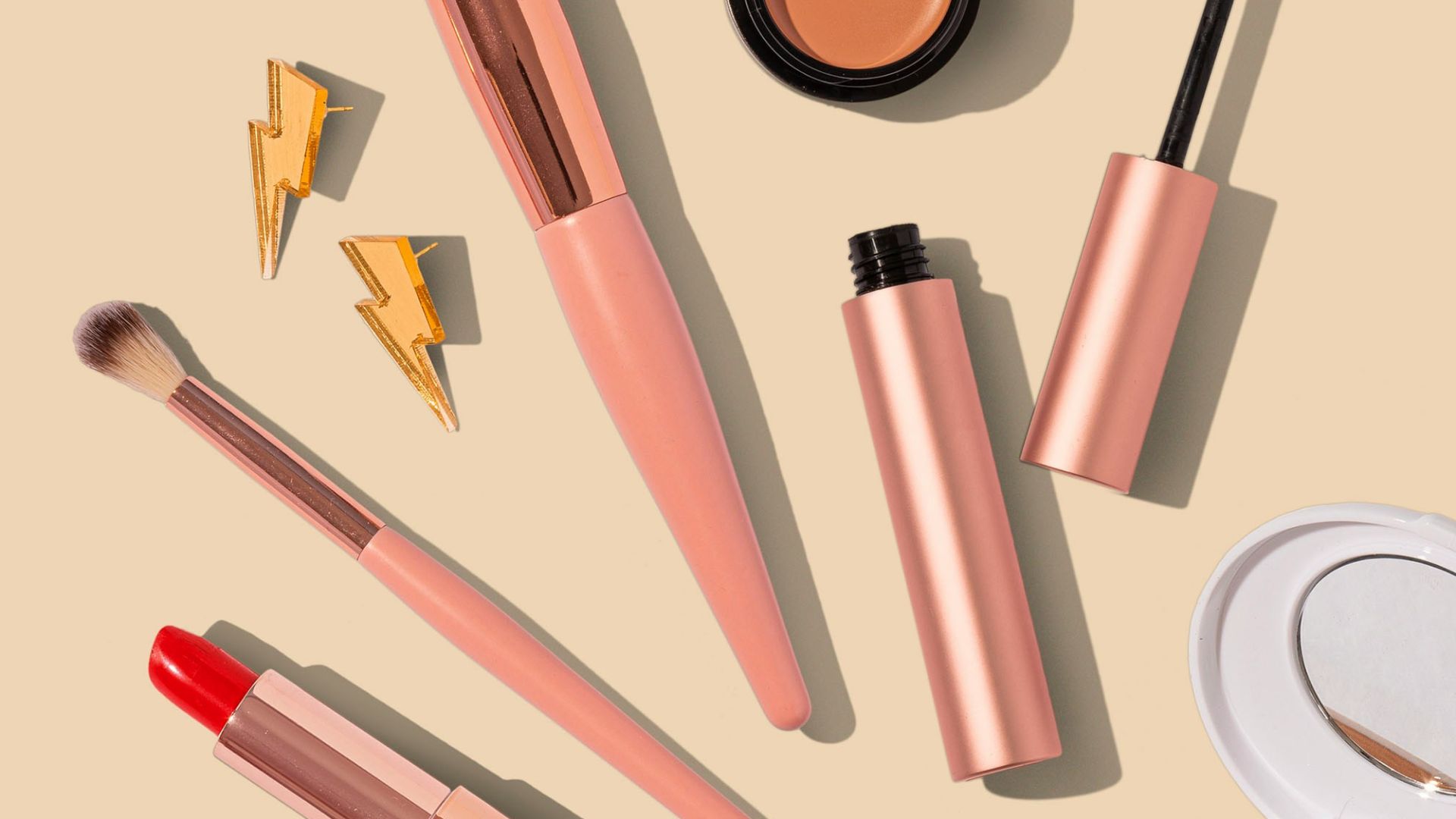 pink and brown makeup brush set