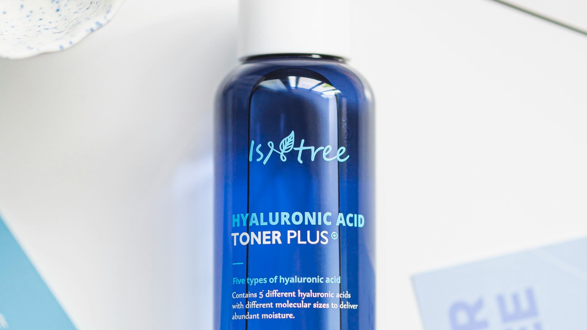 blue and white plastic bottle