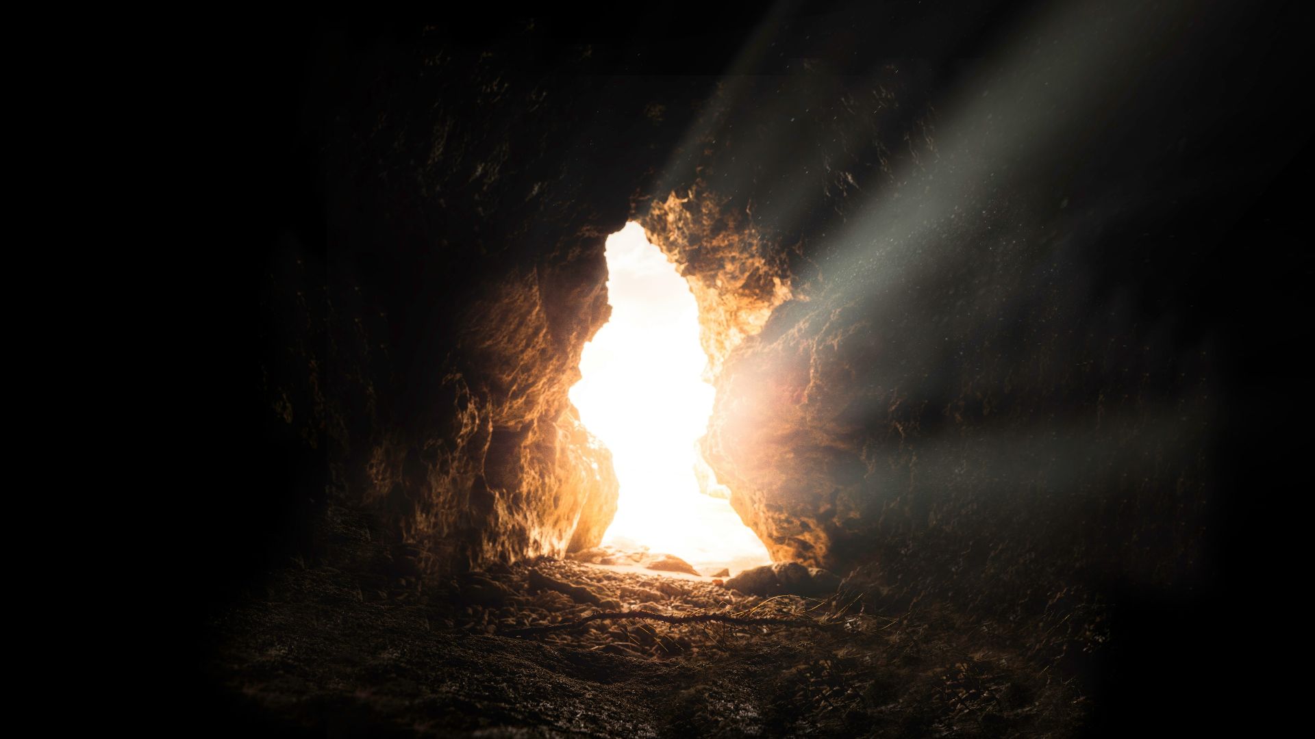 sun rays inside cave