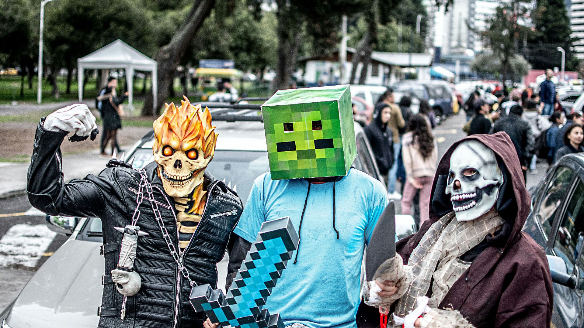 A group of people in costume standing next to each other